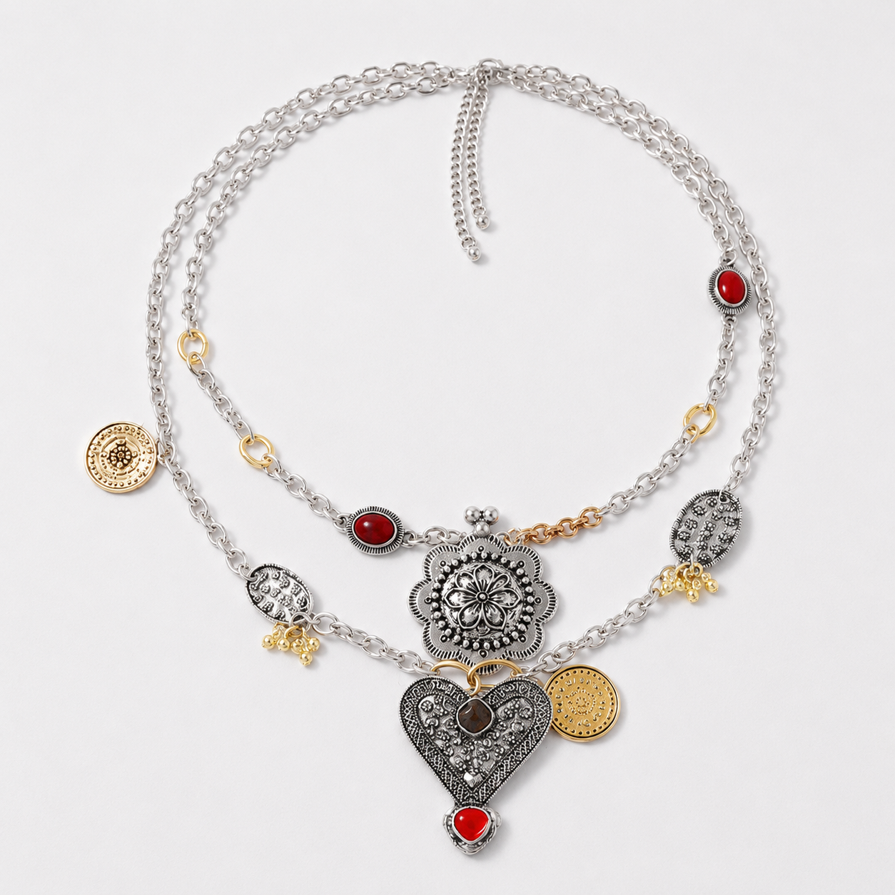 Vintage Floral Charm Necklace