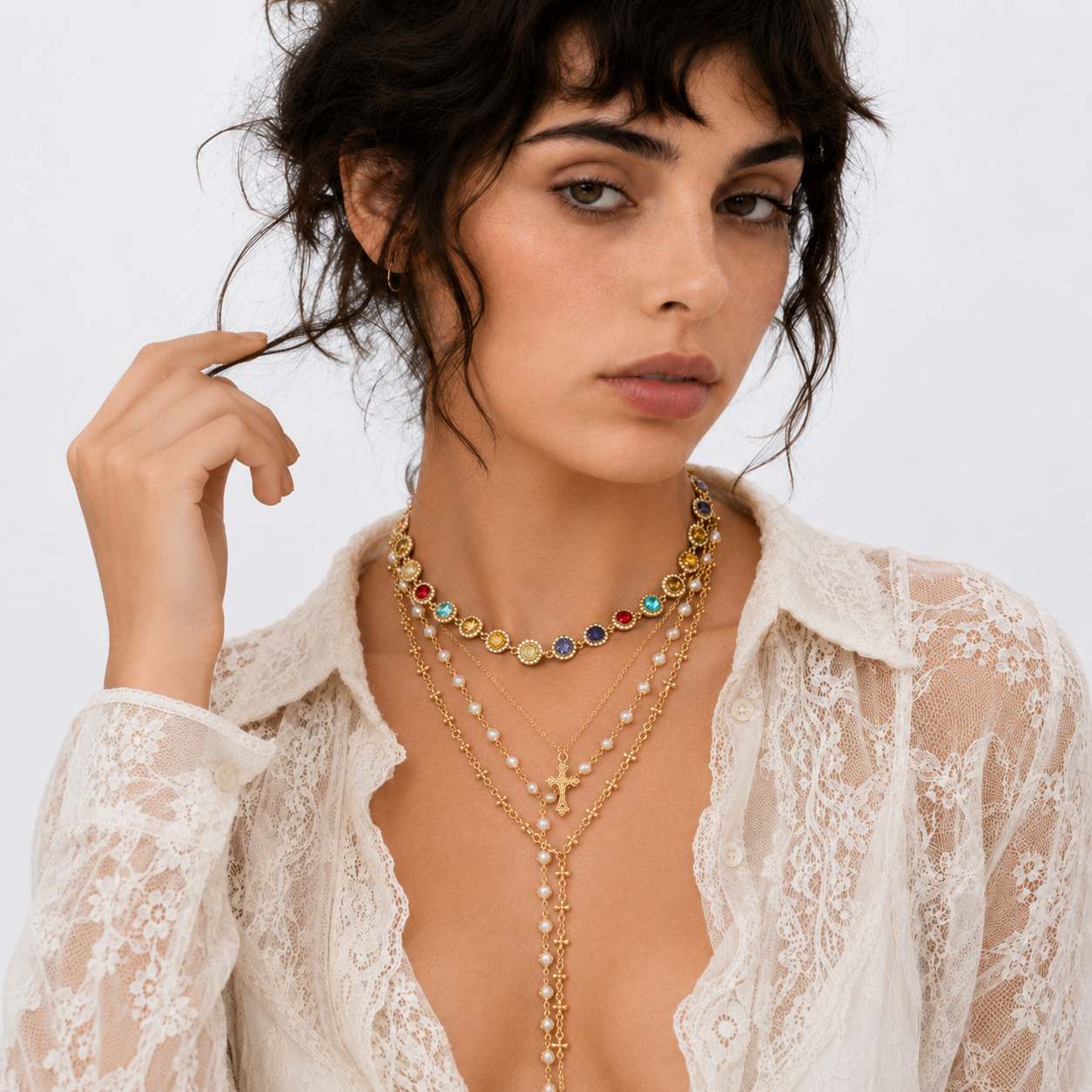 Vintage Cross Lariat Necklace