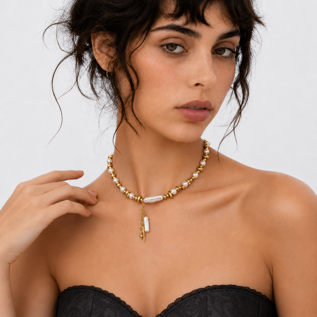 Baroque Beaded Drop Choker