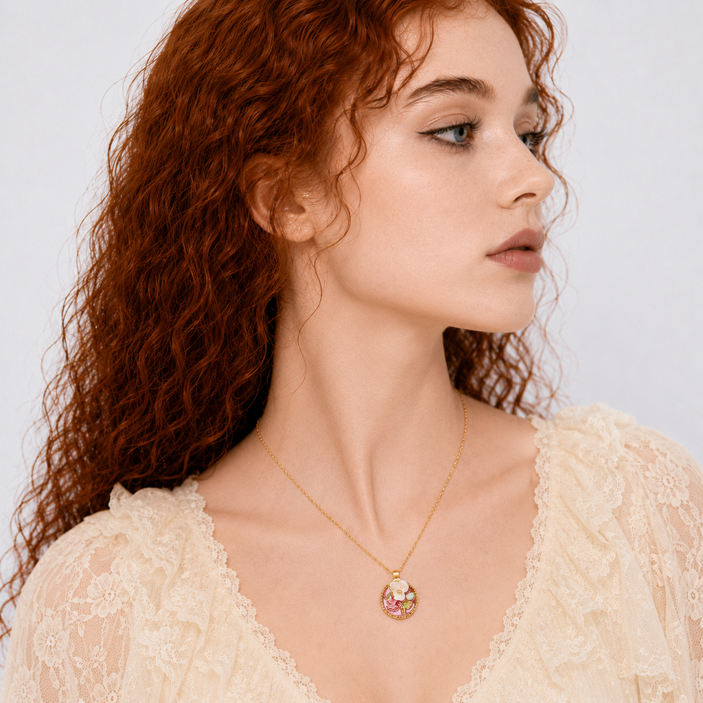 Vintage Oval Pendant Necklace