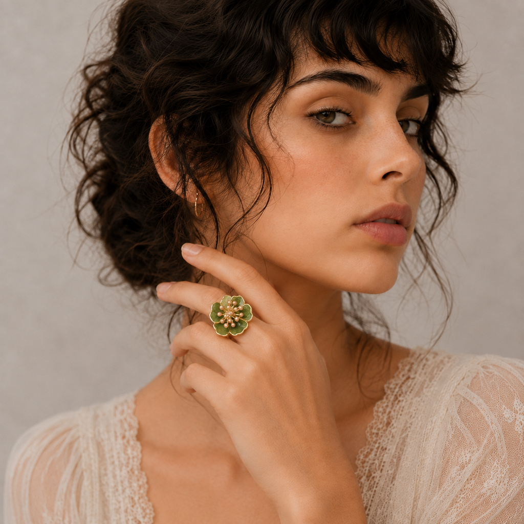 Whimsical Floral Statement Ring
