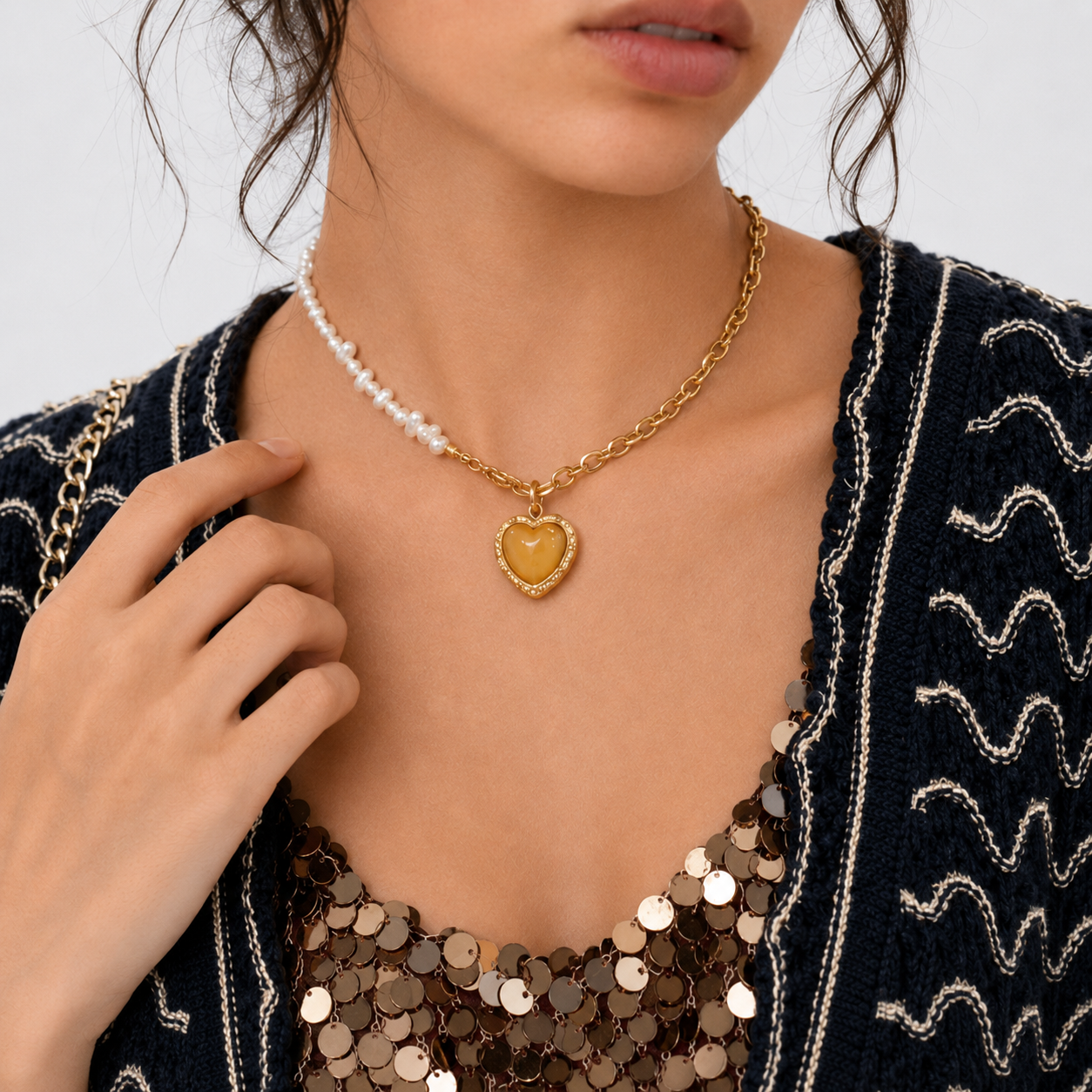 Baroque Heart Pendant Necklace