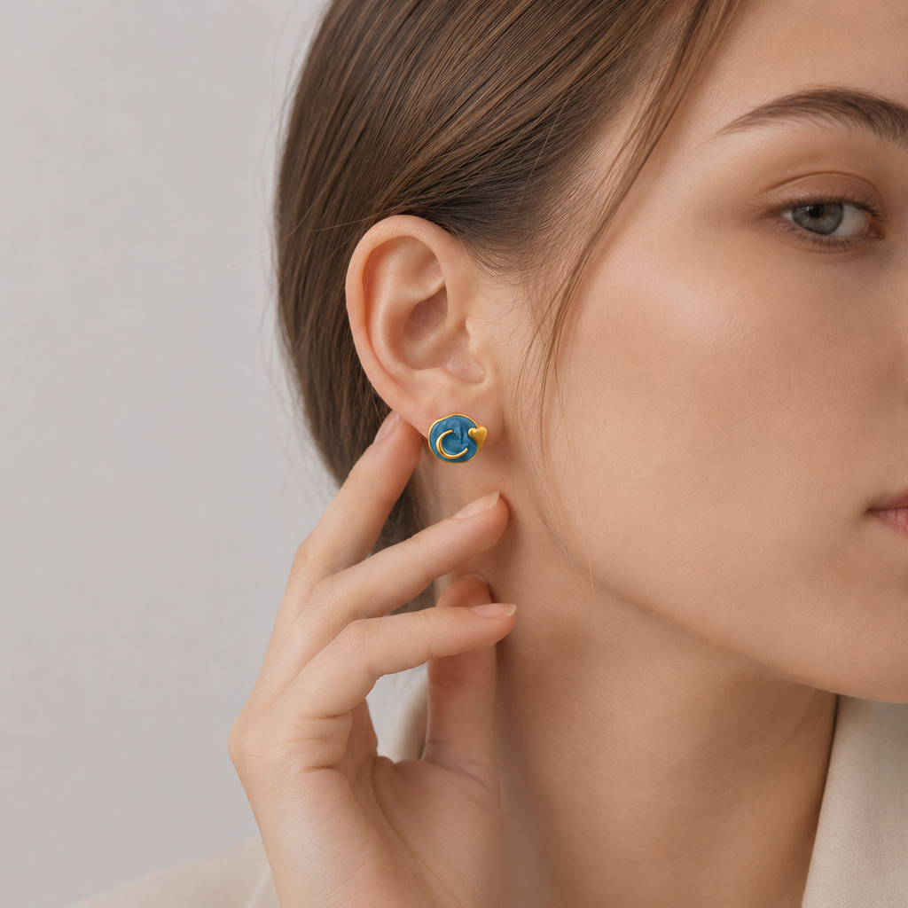 Radiant Moon Stud Earrings