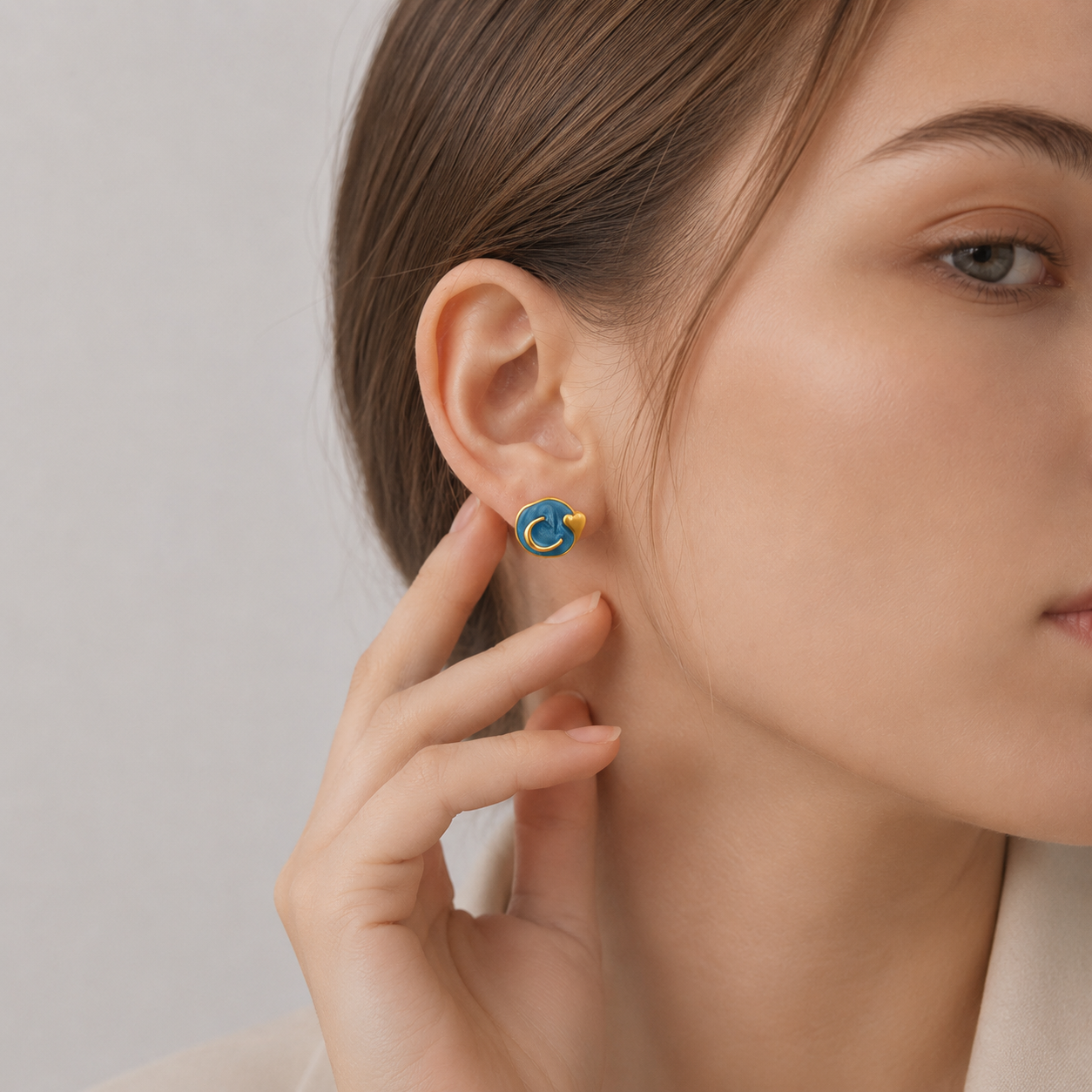 Radiant Moon Stud Earrings