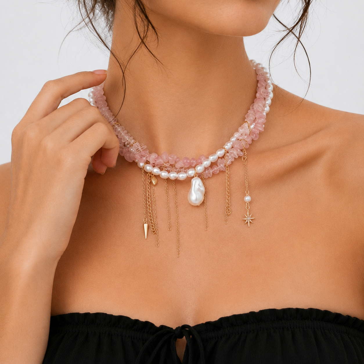 Poetic Fringe Charm Choker