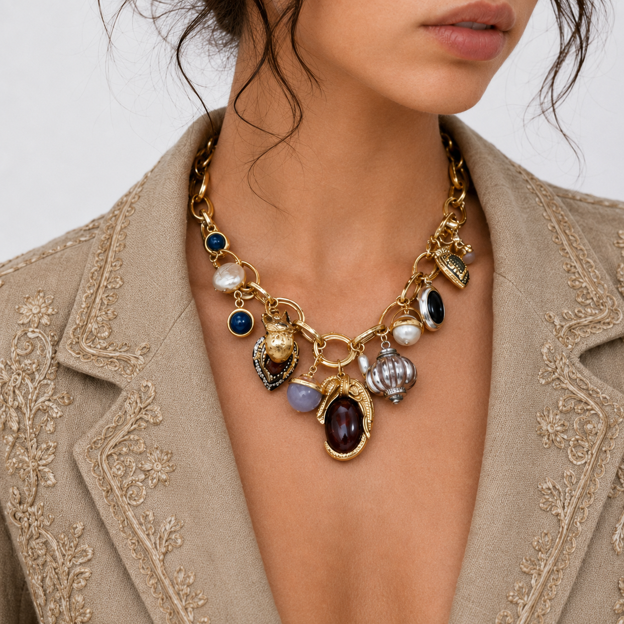 Vintage Gem Charm Necklace