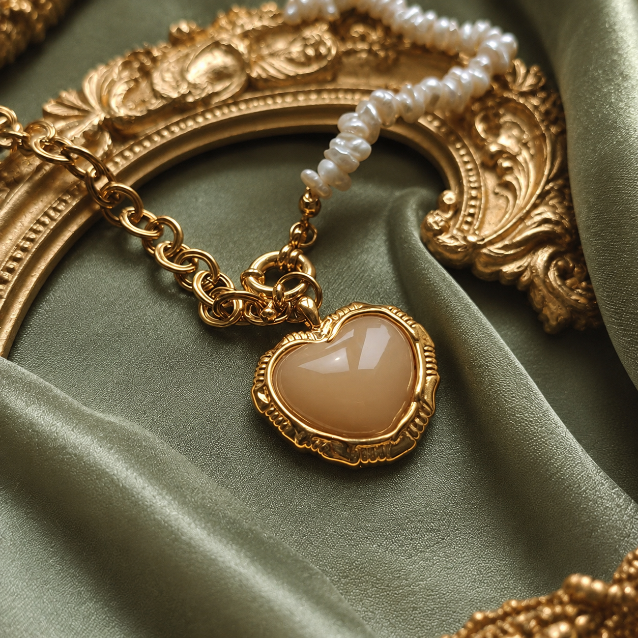 Baroque Heart Pendant Necklace