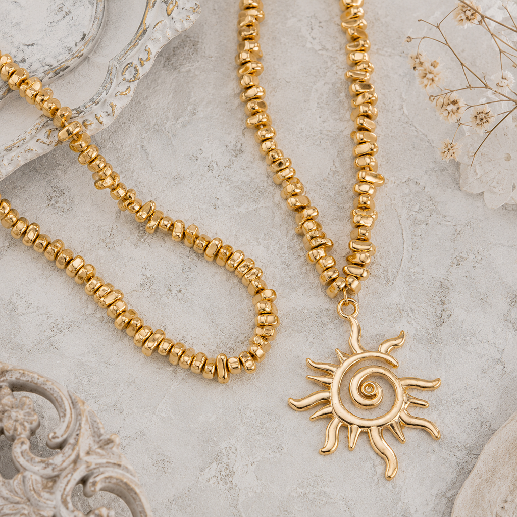 Playful Sun Pendant Necklace
