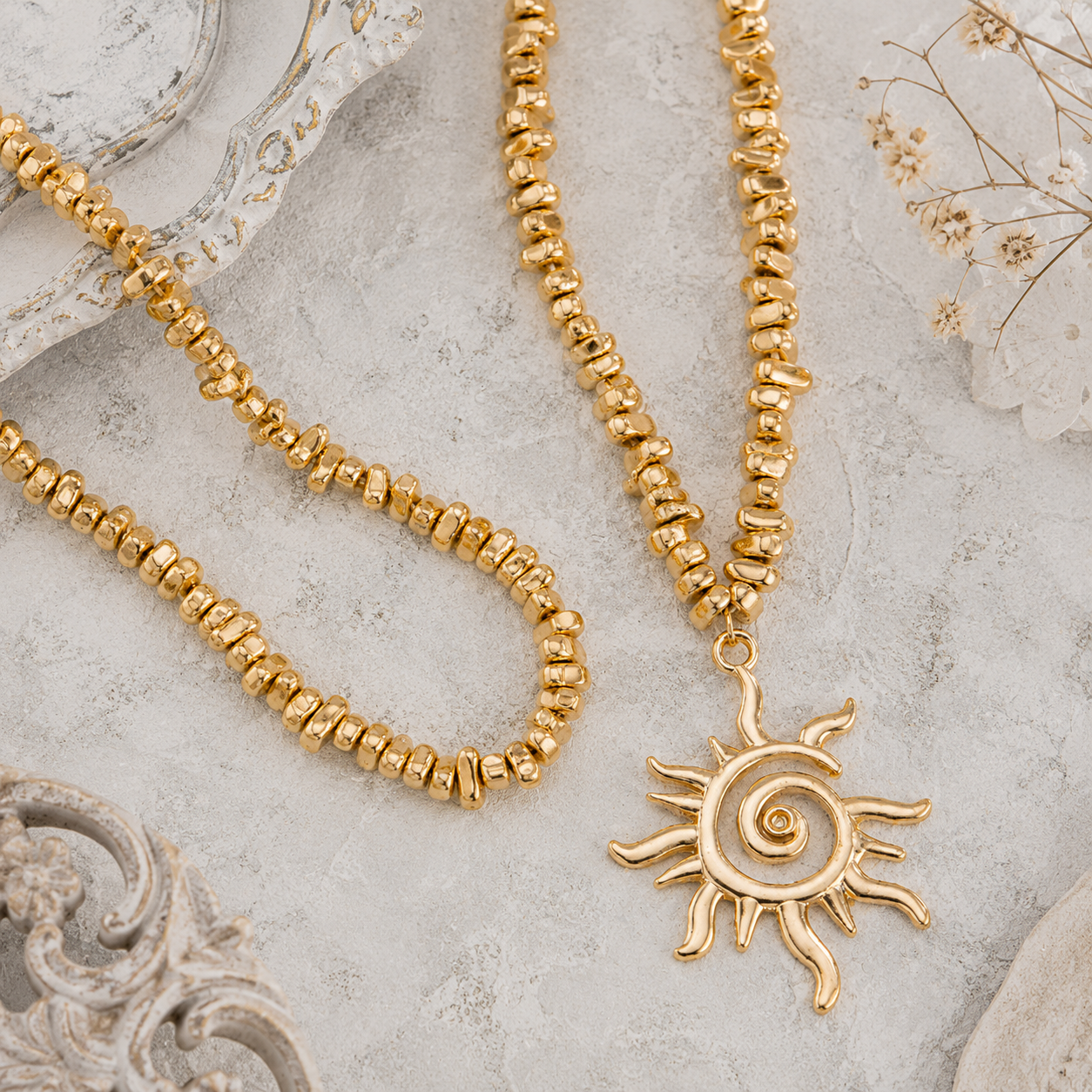 Playful Sun Pendant Necklace
