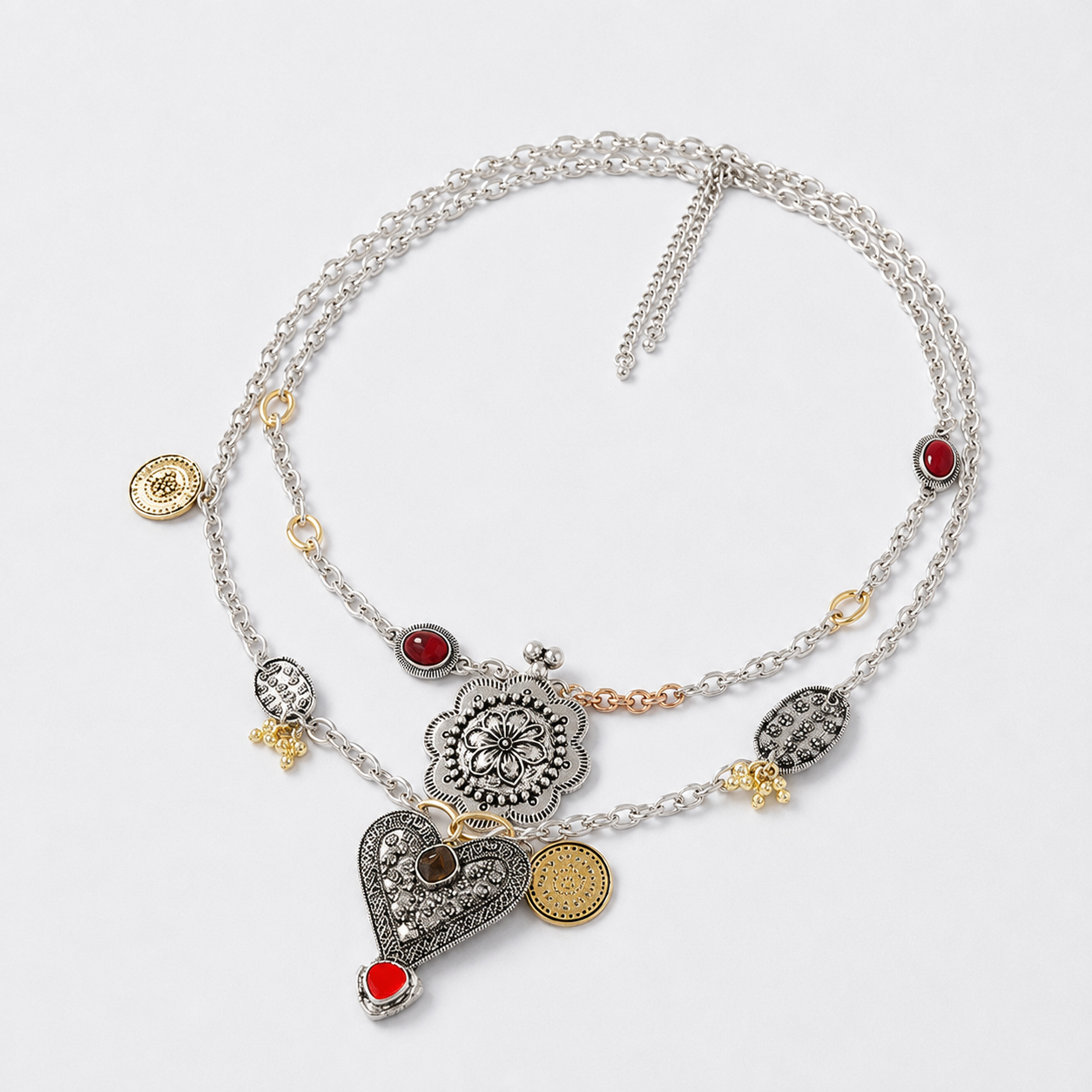 Vintage Floral Charm Necklace