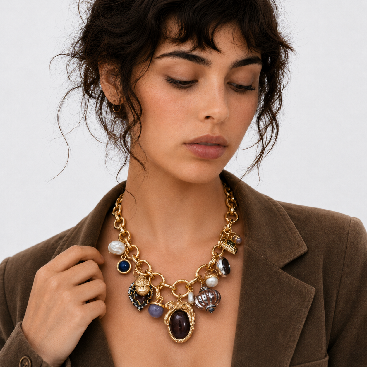 Vintage Gem Charm Necklace