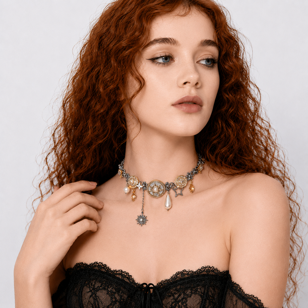 Vintage Celestial Charm Choker