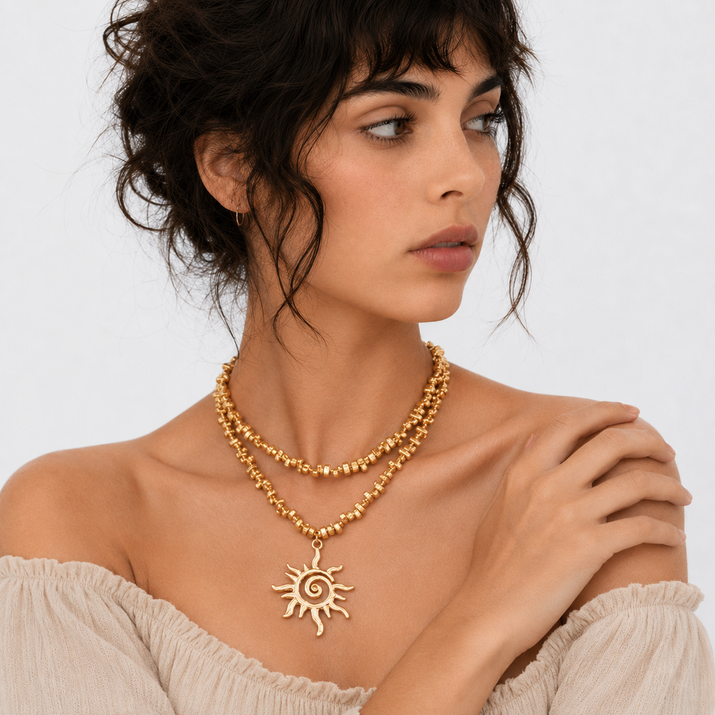 Playful Sun Pendant Necklace